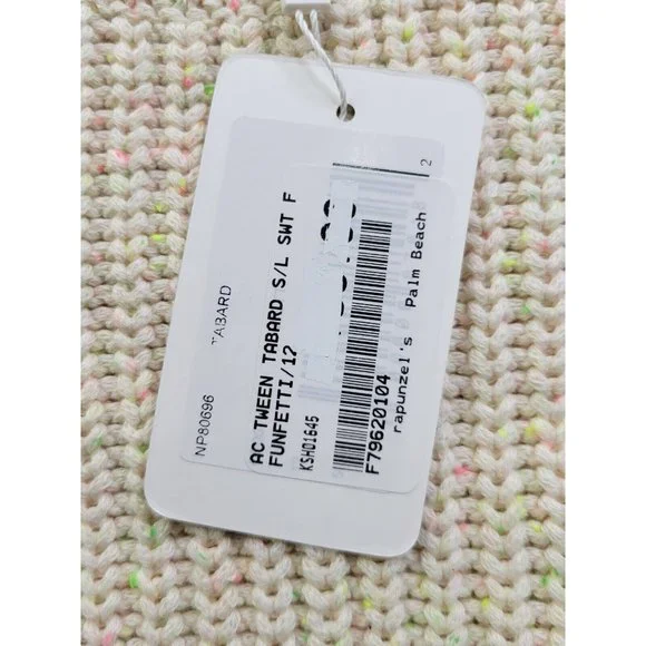 NEW Autumn Cashmere Girl's 12 Cream Neon Specs Sleeveless Knit Sweater Cropped - Picture 5 of 8